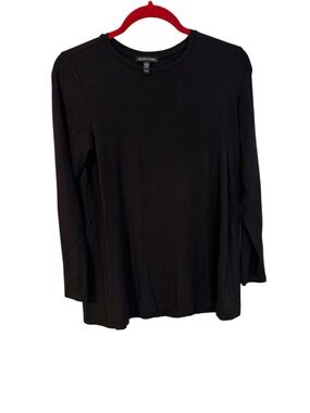Eileen Fisher Black Long-Sleeve Crewneck Tee